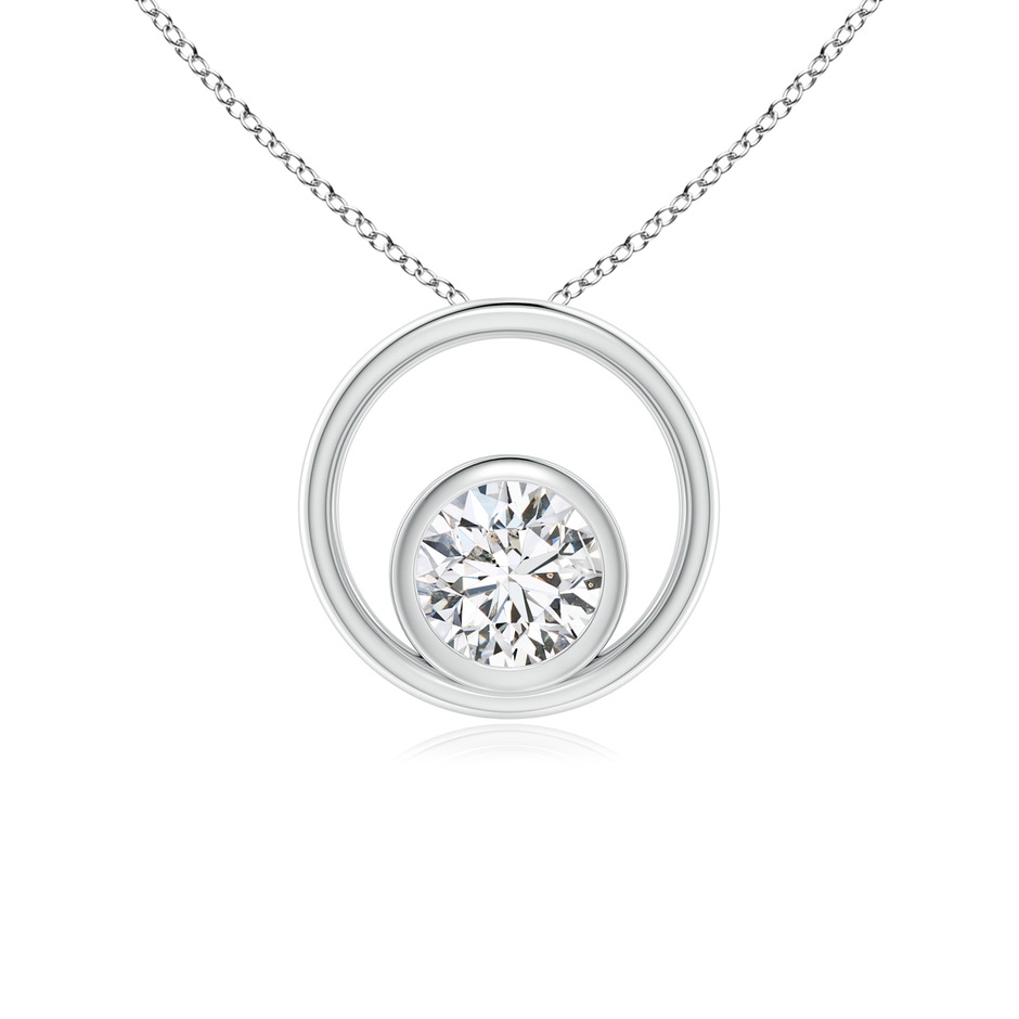 4.1mm HSI2 Bezel-Set Diamond Solitaire Open Circle Pendant in White Gold 