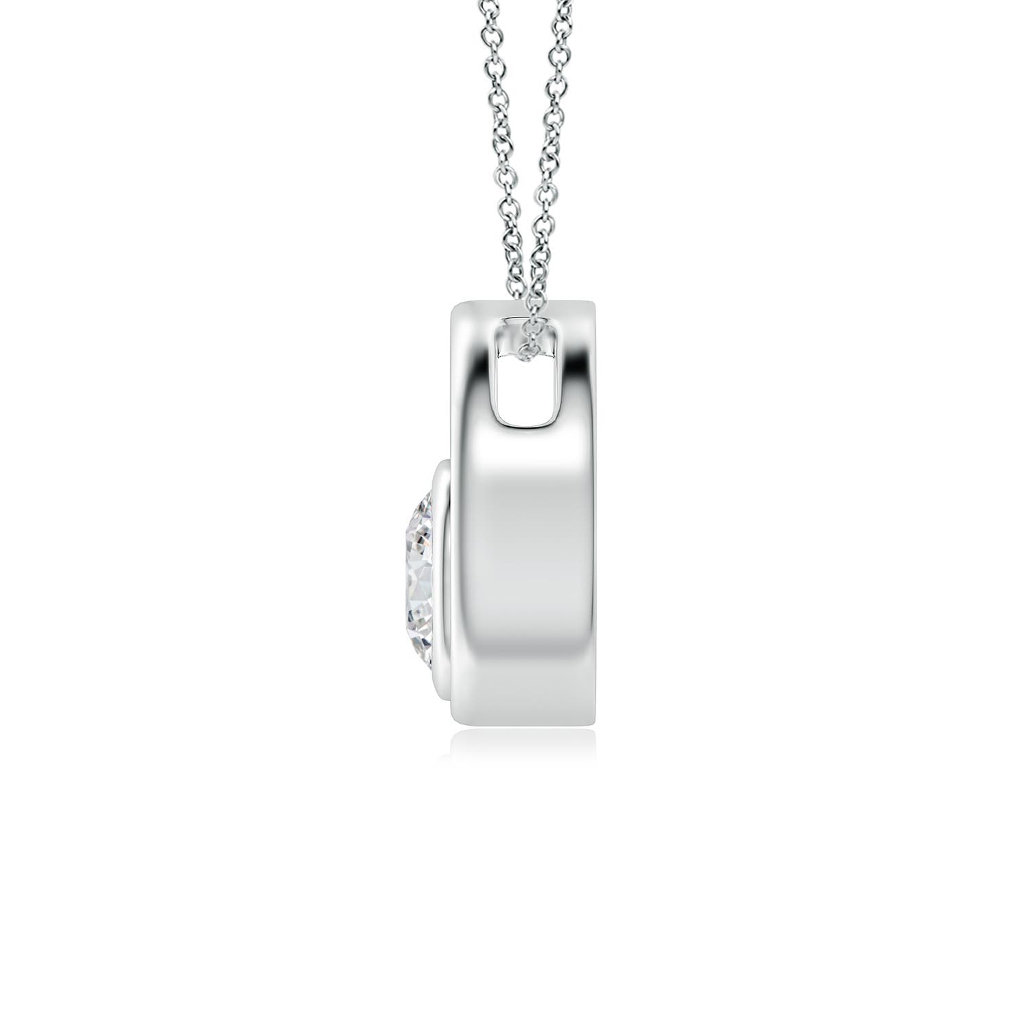 4.1mm HSI2 Bezel-Set Diamond Solitaire Open Circle Pendant in White Gold