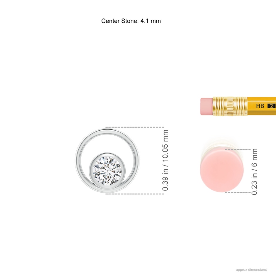 4.1mm HSI2 Bezel-Set Diamond Solitaire Open Circle Pendant in White Gold ruler