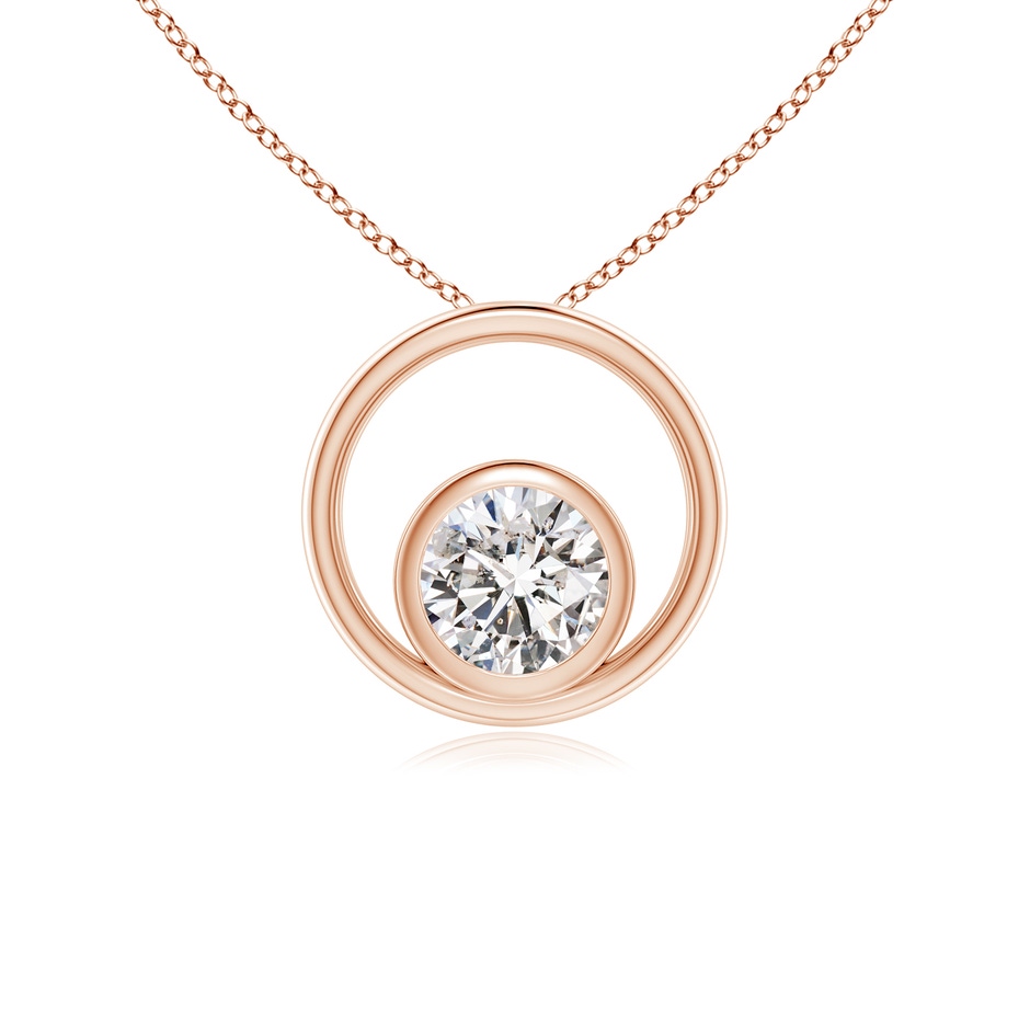 4.1mm IJI1I2 Bezel-Set Diamond Solitaire Open Circle Pendant in Rose Gold 