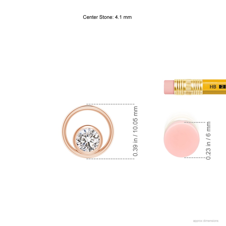 4.1mm IJI1I2 Bezel-Set Diamond Solitaire Open Circle Pendant in Rose Gold ruler