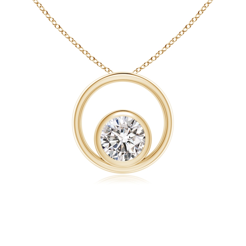 4.1mm IJI1I2 Bezel-Set Diamond Solitaire Open Circle Pendant in Yellow Gold 