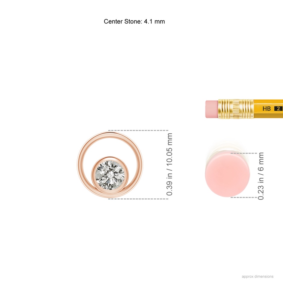 4.1mm KI3 Bezel-Set Diamond Solitaire Open Circle Pendant in Rose Gold ruler