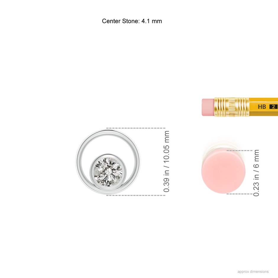 4.1mm KI3 Bezel-Set Diamond Solitaire Open Circle Pendant in White Gold ruler