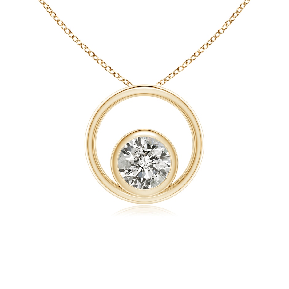 4.1mm KI3 Bezel-Set Diamond Solitaire Open Circle Pendant in Yellow Gold 