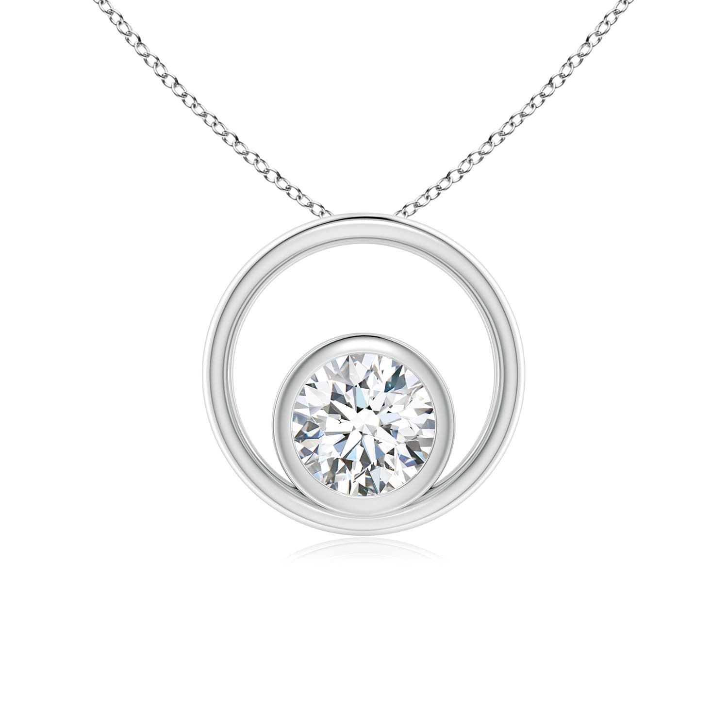 4.4mm GVS2 Bezel-Set Diamond Solitaire Open Circle Pendant in P950 Platinum