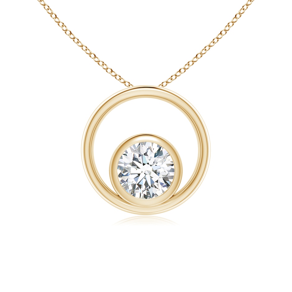 4.4mm GVS2 Bezel-Set Diamond Solitaire Open Circle Pendant in Yellow Gold 