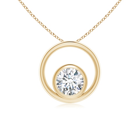 4.4mm GVS2 Bezel-Set Diamond Solitaire Open Circle Pendant in Yellow Gold