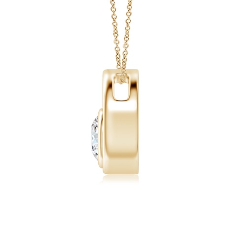 4.4mm GVS2 Bezel-Set Diamond Solitaire Open Circle Pendant in Yellow Gold