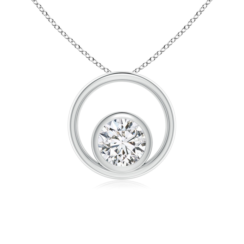 4.4mm HSI2 Bezel-Set Diamond Solitaire Open Circle Pendant in White Gold 