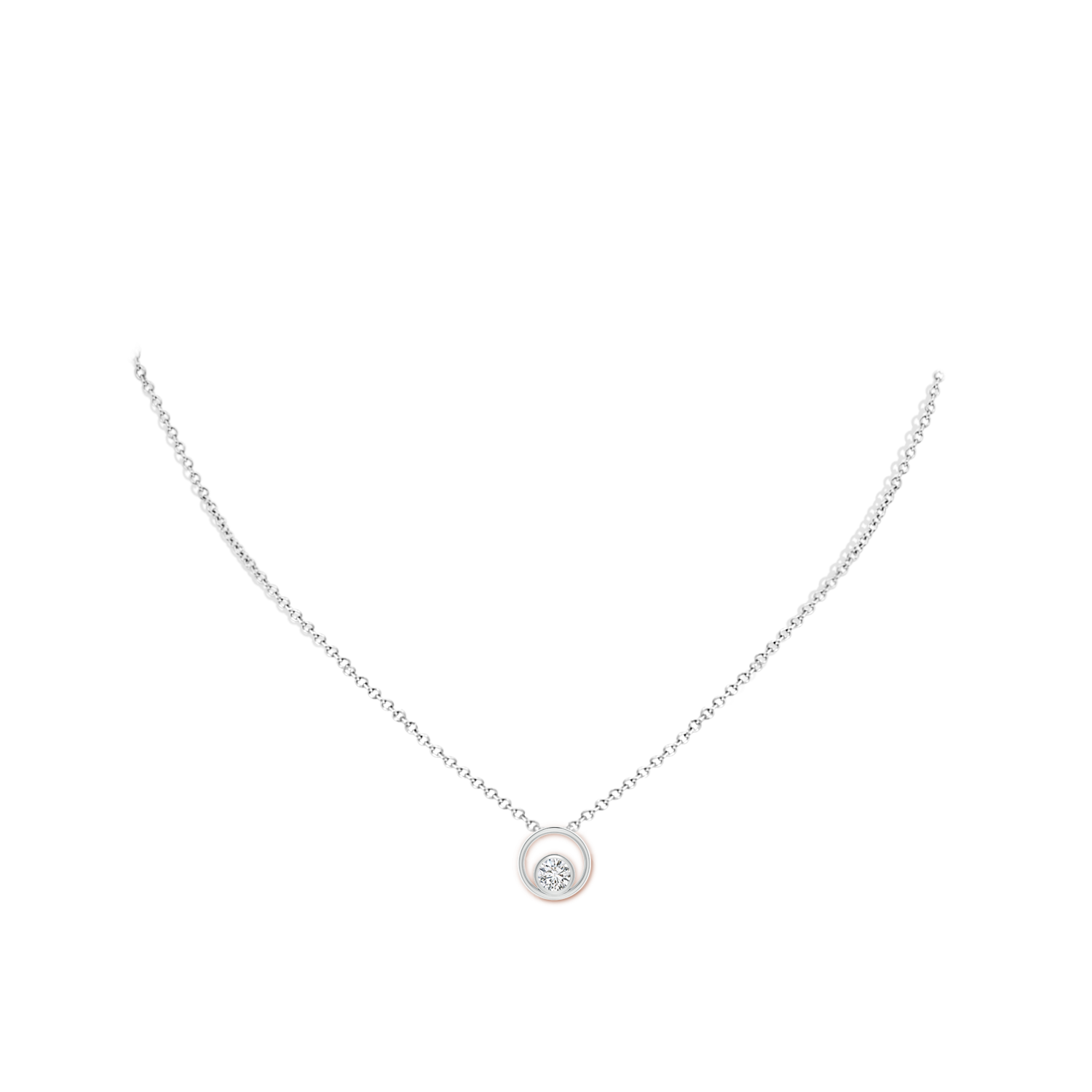 4.4mm HSI2 Bezel-Set Diamond Solitaire Open Circle Pendant in White Gold - body_neck