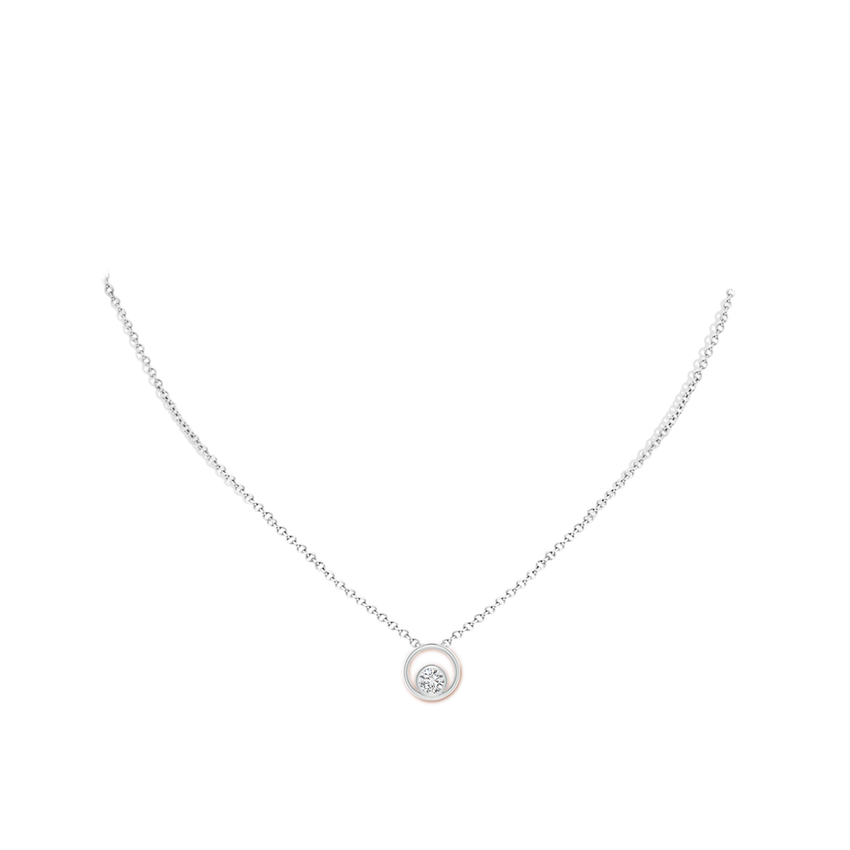 4.4mm HSI2 Bezel-Set Diamond Solitaire Open Circle Pendant in White Gold body-neck