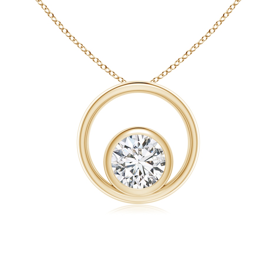 4.4mm HSI2 Bezel-Set Diamond Solitaire Open Circle Pendant in Yellow Gold 