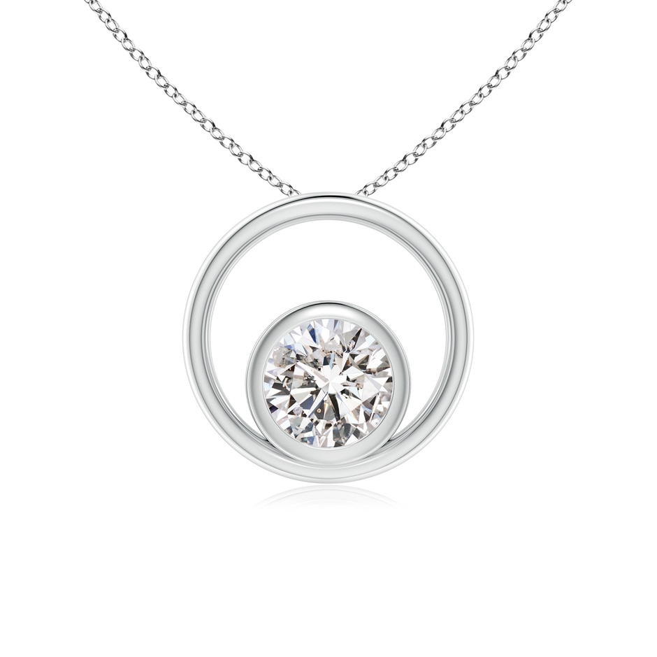 4.4mm IJI1I2 Bezel-Set Diamond Solitaire Open Circle Pendant in White Gold 