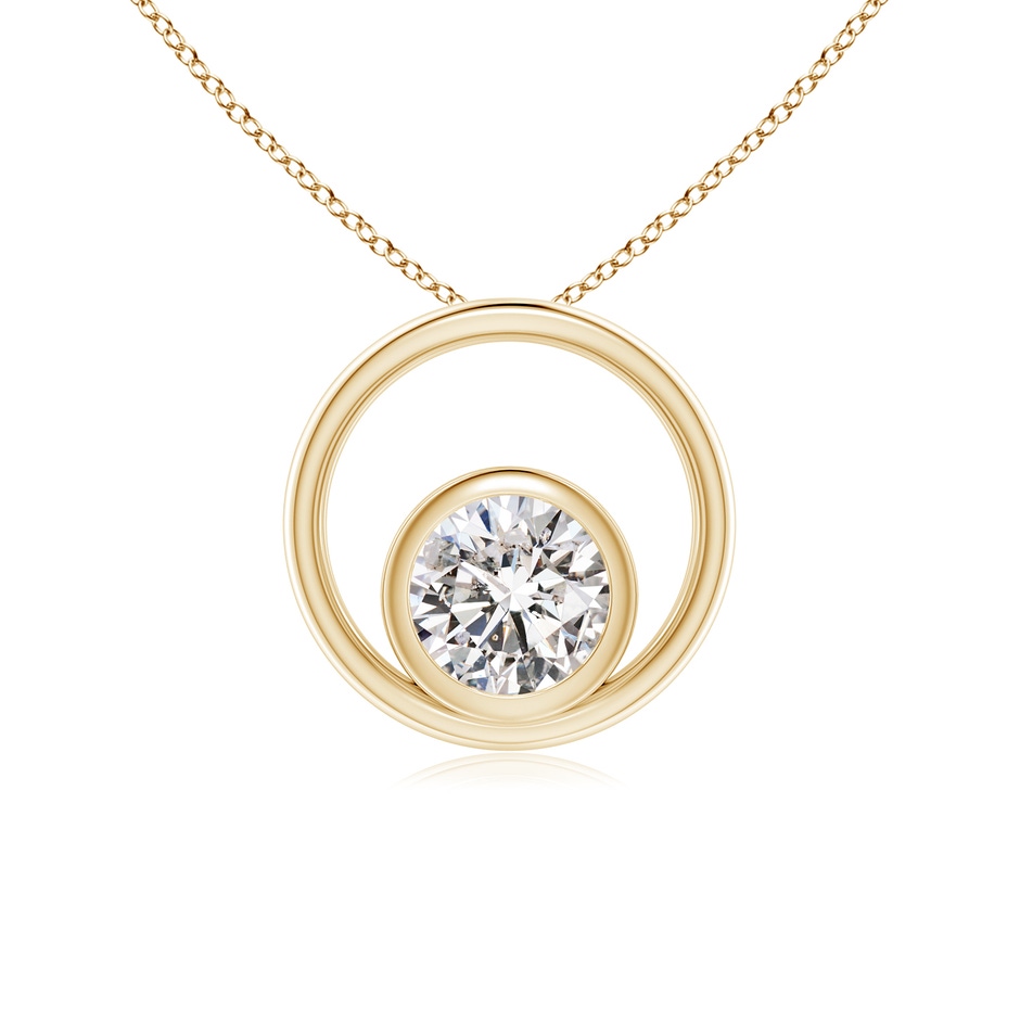 4.4mm IJI1I2 Bezel-Set Diamond Solitaire Open Circle Pendant in Yellow Gold 