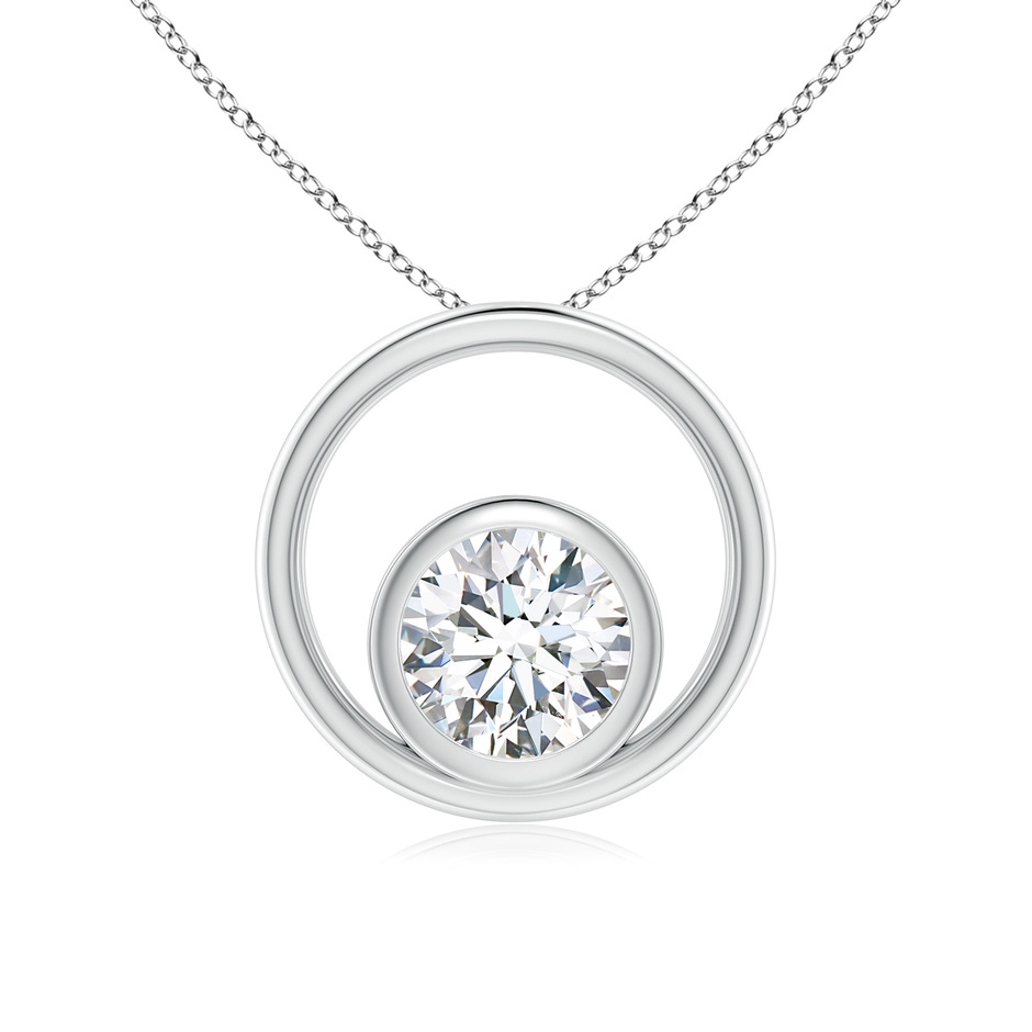 5.1mm GVS2 Bezel-Set Diamond Solitaire Open Circle Pendant in White Gold 