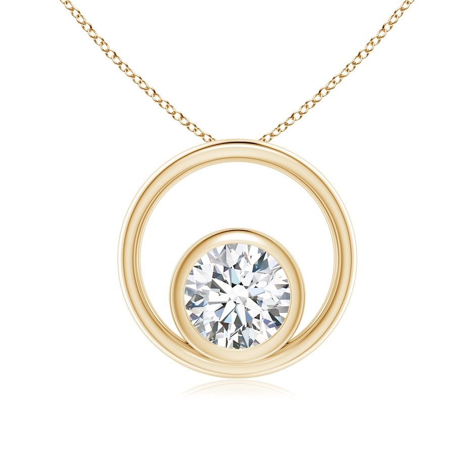5.1mm GVS2 Bezel-Set Diamond Solitaire Open Circle Pendant in Yellow Gold 