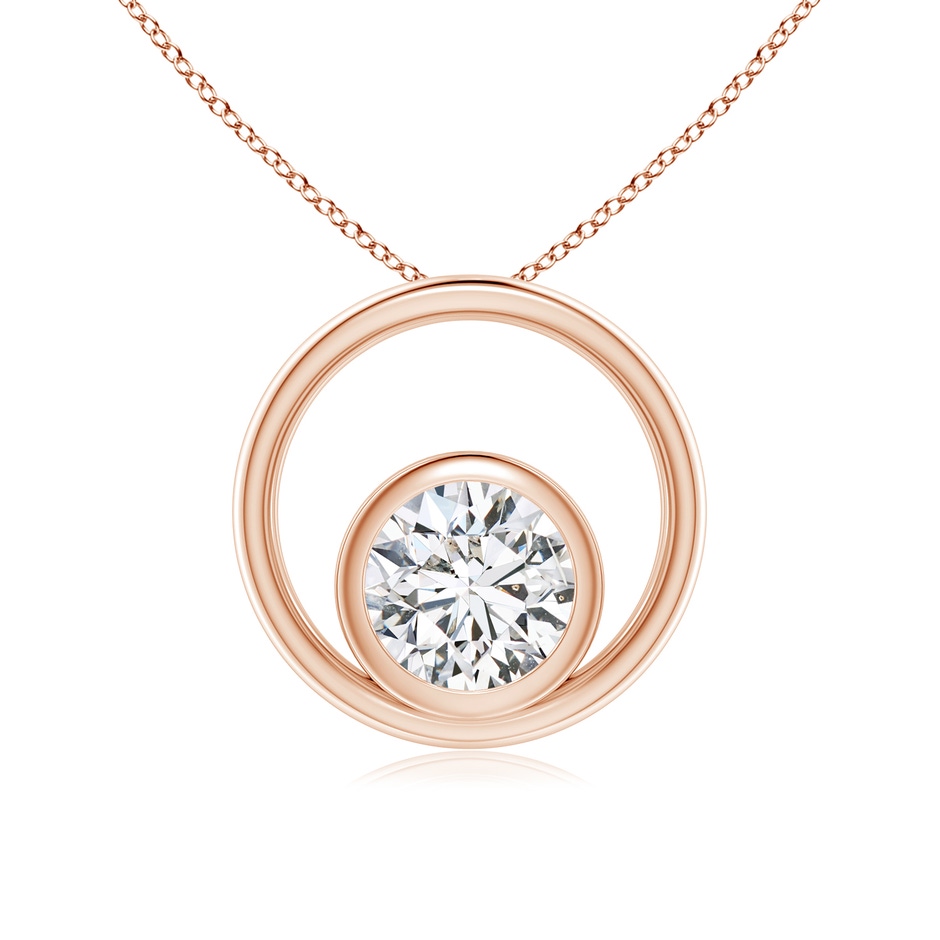 5.1mm HSI2 Bezel-Set Diamond Solitaire Open Circle Pendant in Rose Gold 