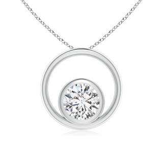 5.1mm HSI2 Bezel-Set Diamond Solitaire Open Circle Pendant in White Gold