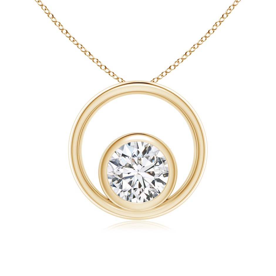 5.1mm HSI2 Bezel-Set Diamond Solitaire Open Circle Pendant in Yellow Gold 