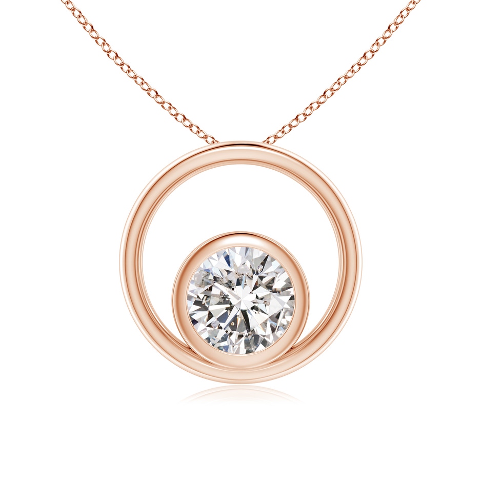 5.1mm IJI1I2 Bezel-Set Diamond Solitaire Open Circle Pendant in Rose Gold 