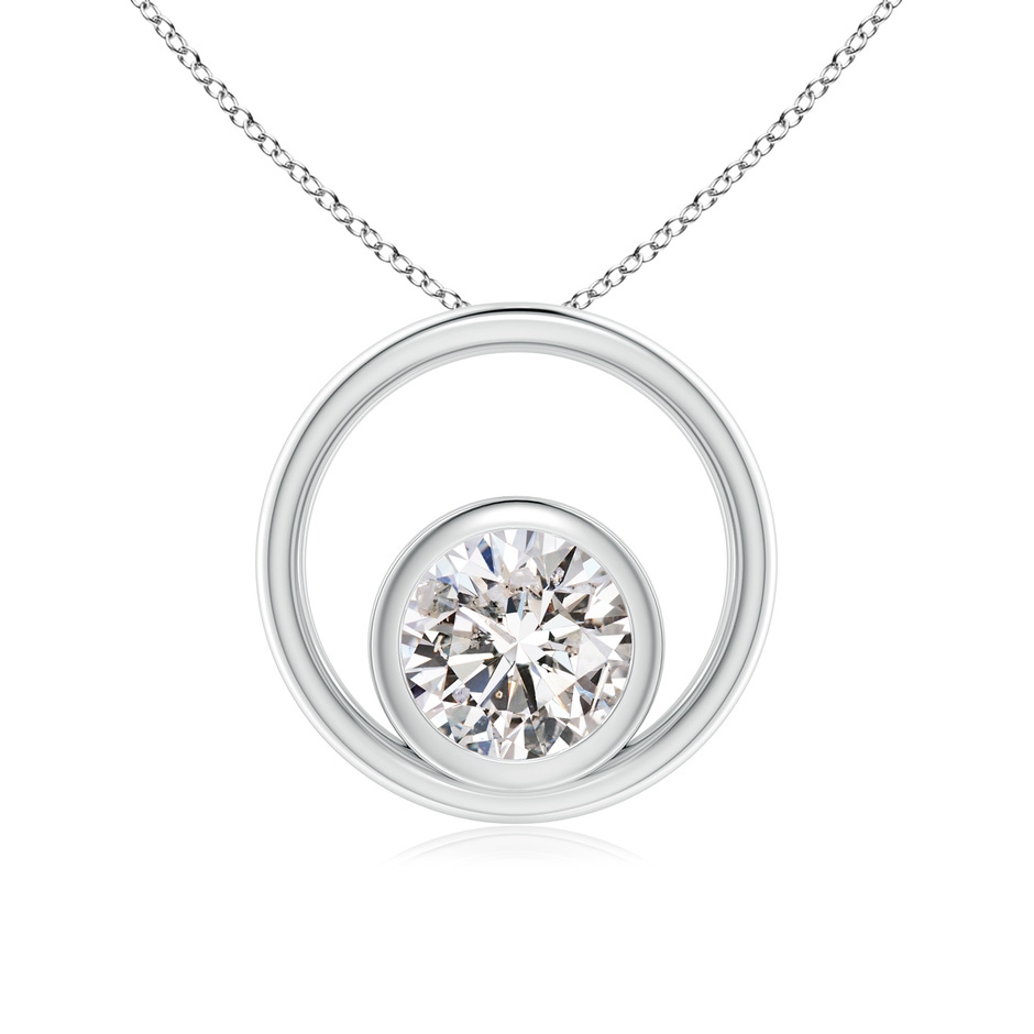 5.1mm IJI1I2 Bezel-Set Diamond Solitaire Open Circle Pendant in White Gold 