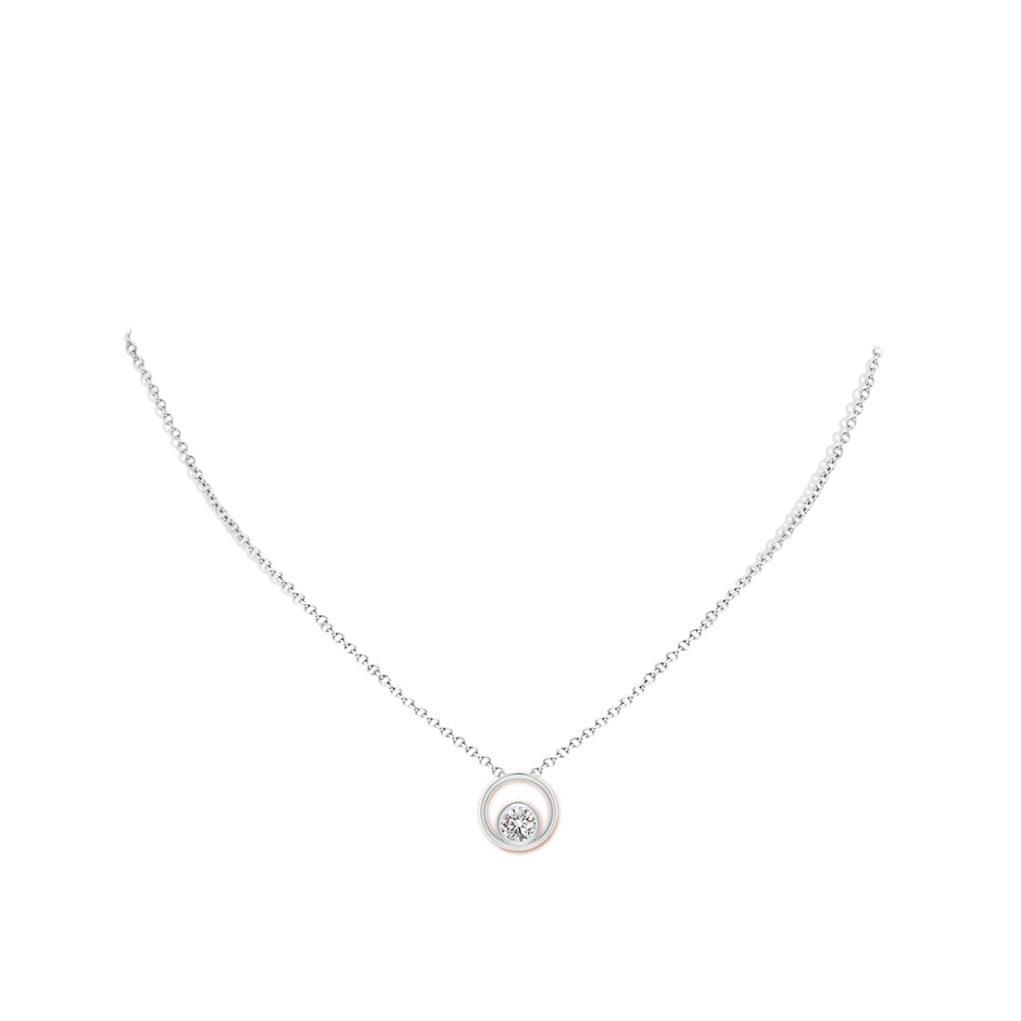 5.1mm IJI1I2 Bezel-Set Diamond Solitaire Open Circle Pendant in White Gold body-neck