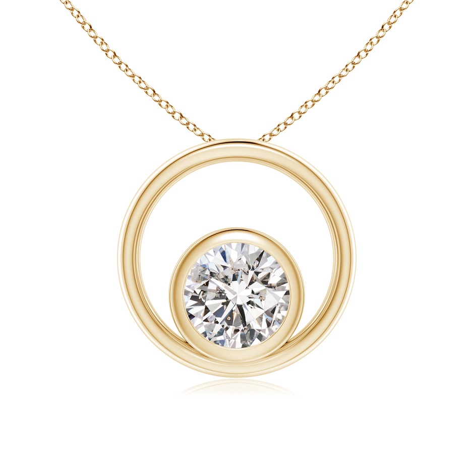 5.1mm IJI1I2 Bezel-Set Diamond Solitaire Open Circle Pendant in Yellow Gold 