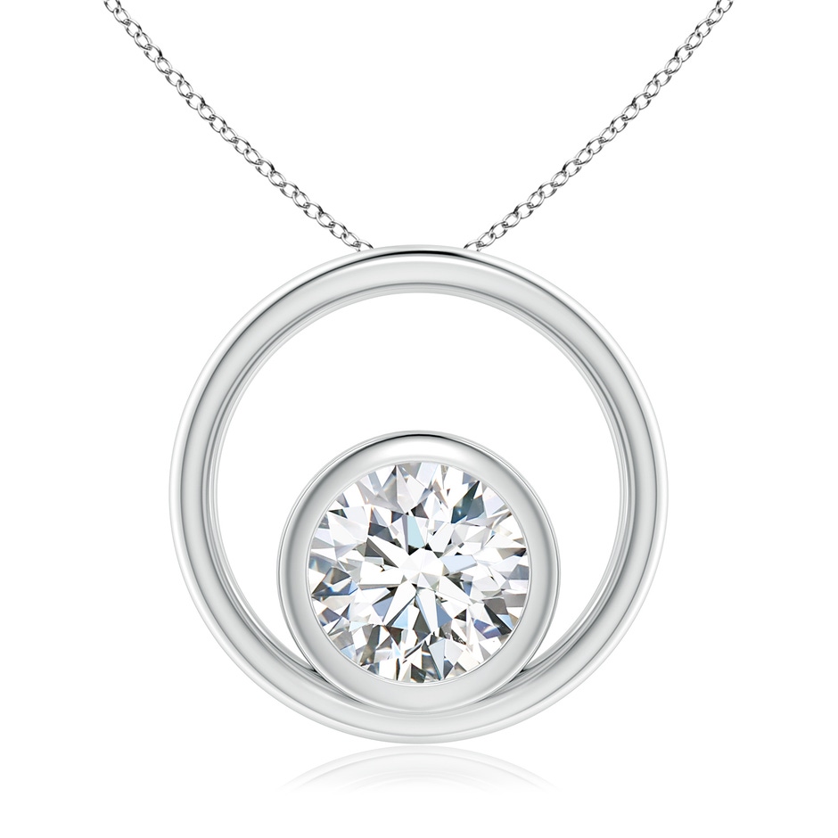 5.9mm GVS2 Bezel-Set Diamond Solitaire Open Circle Pendant in White Gold 