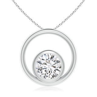 5.9mm HSI2 Bezel-Set Diamond Solitaire Open Circle Pendant in White Gold