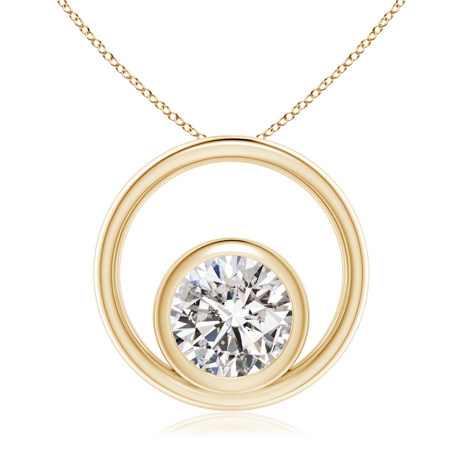 5.9mm IJI1I2 Bezel-Set Diamond Solitaire Open Circle Pendant in Yellow Gold 