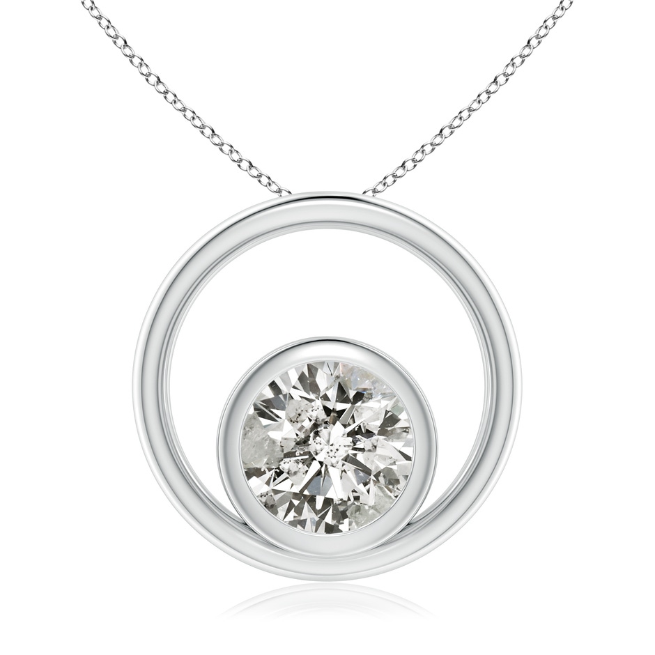 5.9mm KI3 Bezel-Set Diamond Solitaire Open Circle Pendant in White Gold 