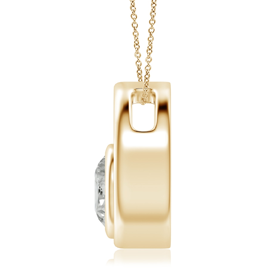 5.9mm KI3 Bezel-Set Diamond Solitaire Open Circle Pendant in Yellow Gold side-1