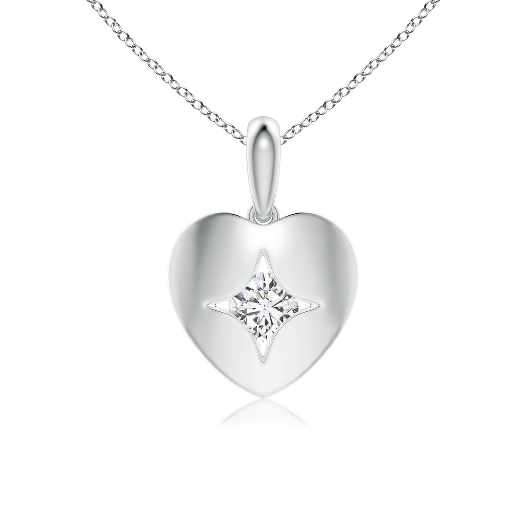 4.4mm HSI2 Channel-Set Diamond Solitaire Heart-Shaped Pendant in White Gold