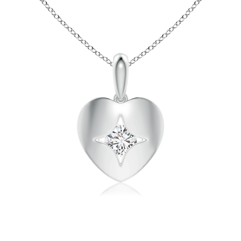 4.4mm HSI2 Channel-Set Diamond Solitaire Heart-Shaped Pendant in White Gold 