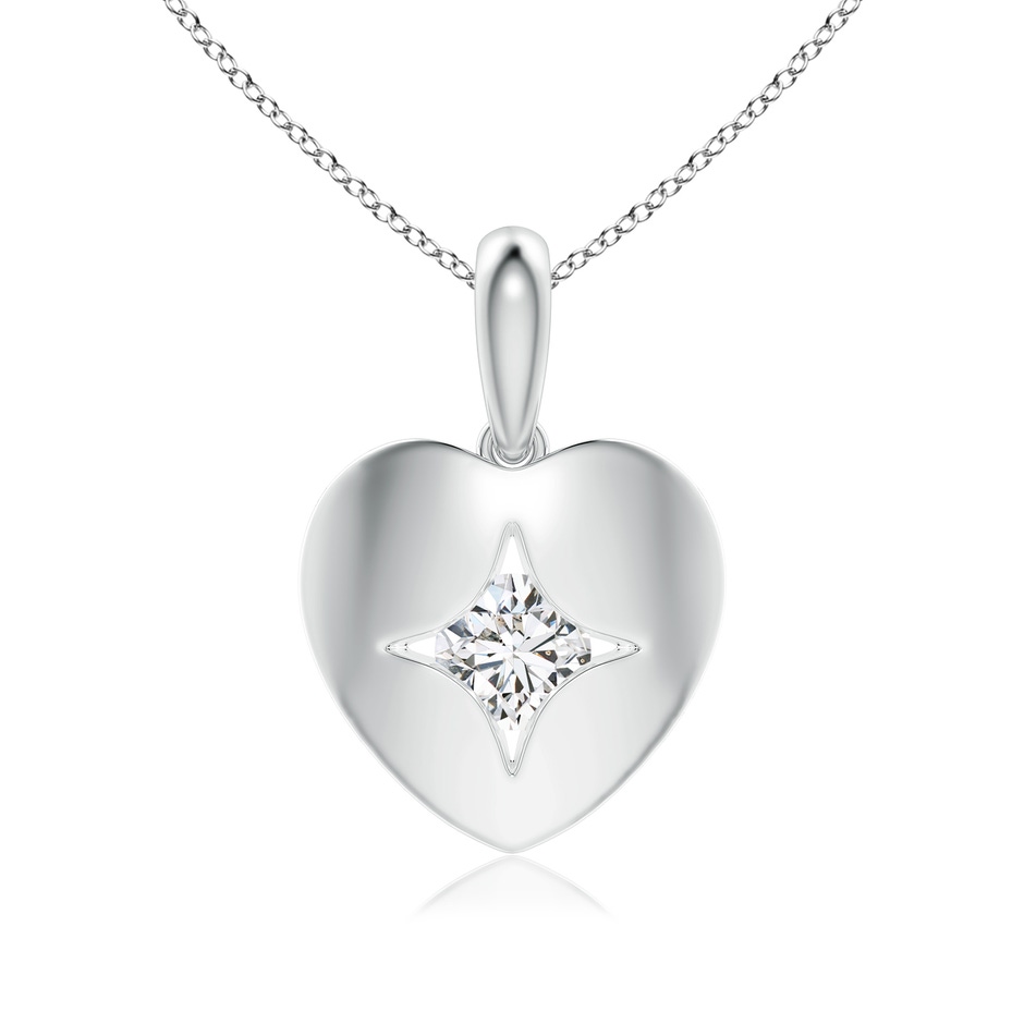 4.7mm HSI2 Channel-Set Diamond Solitaire Heart-Shaped Pendant in White Gold 