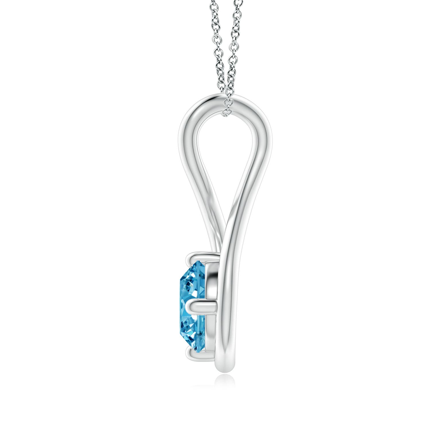 5.1mm AAAA Solitaire Fancy Intense Blue Diamond Twist Bale Pendant in 18K White Gold