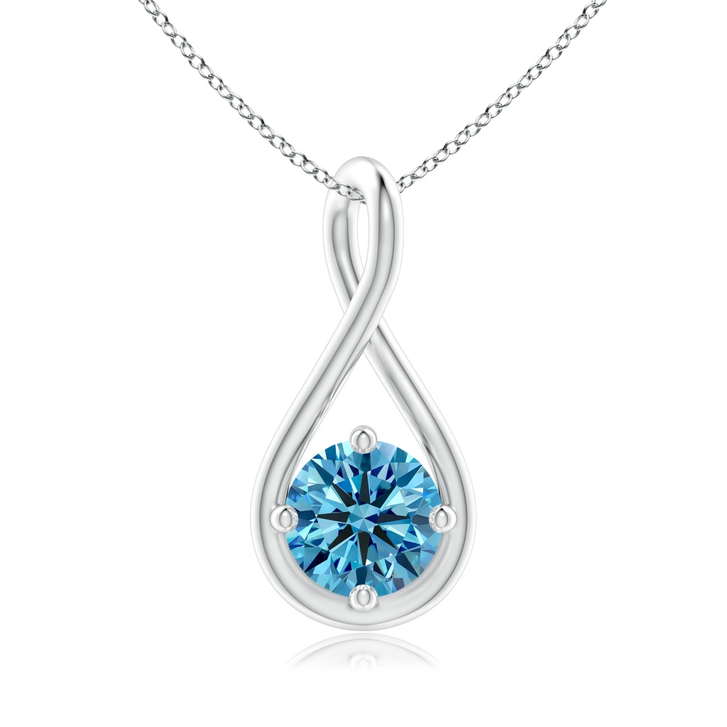 5.1mm AAAA Solitaire Fancy Intense Blue Diamond Twist Bale Pendant in P950 Platinum