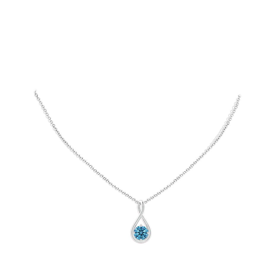 5.1mm AAAA Solitaire Fancy Intense Blue Diamond Twist Bale Pendant in P950 Platinum pen