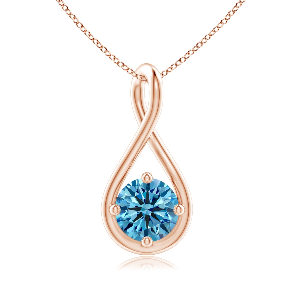 5.1mm AAAA Solitaire Fancy Intense Blue Diamond Twist Bale Pendant in Rose Gold