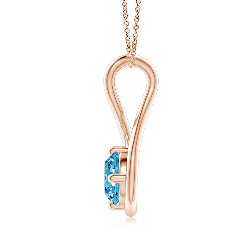 5.1mm AAAA Solitaire Fancy Intense Blue Diamond Twist Bale Pendant in Rose Gold - side 199