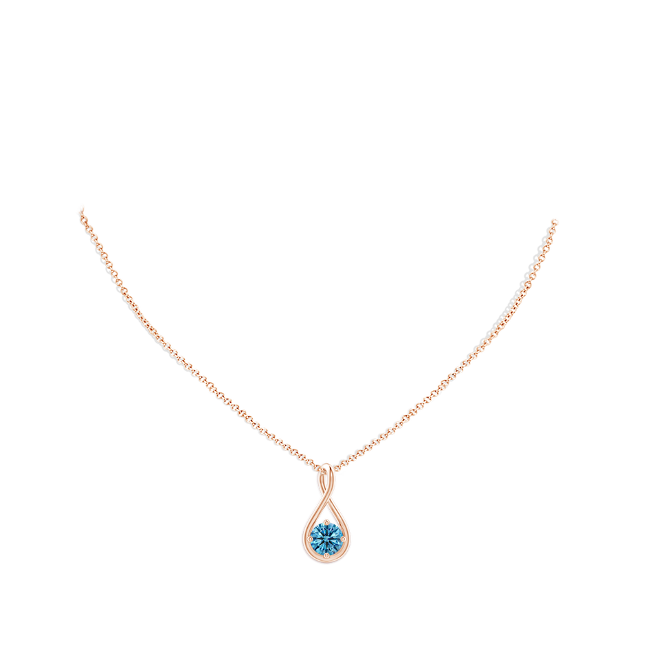 5.1mm AAAA Solitaire Fancy Intense Blue Diamond Twist Bale Pendant in Rose Gold pen