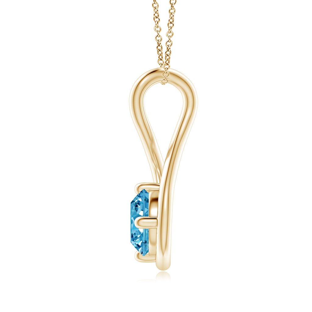 5.1mm AAAA Solitaire Fancy Intense Blue Diamond Twist Bale Pendant in Yellow Gold - side 199