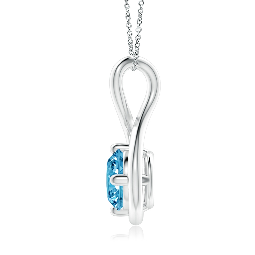 6.4mm AAAA Solitaire Fancy Intense Blue Diamond Twist Bale Pendant in White Gold - side 199