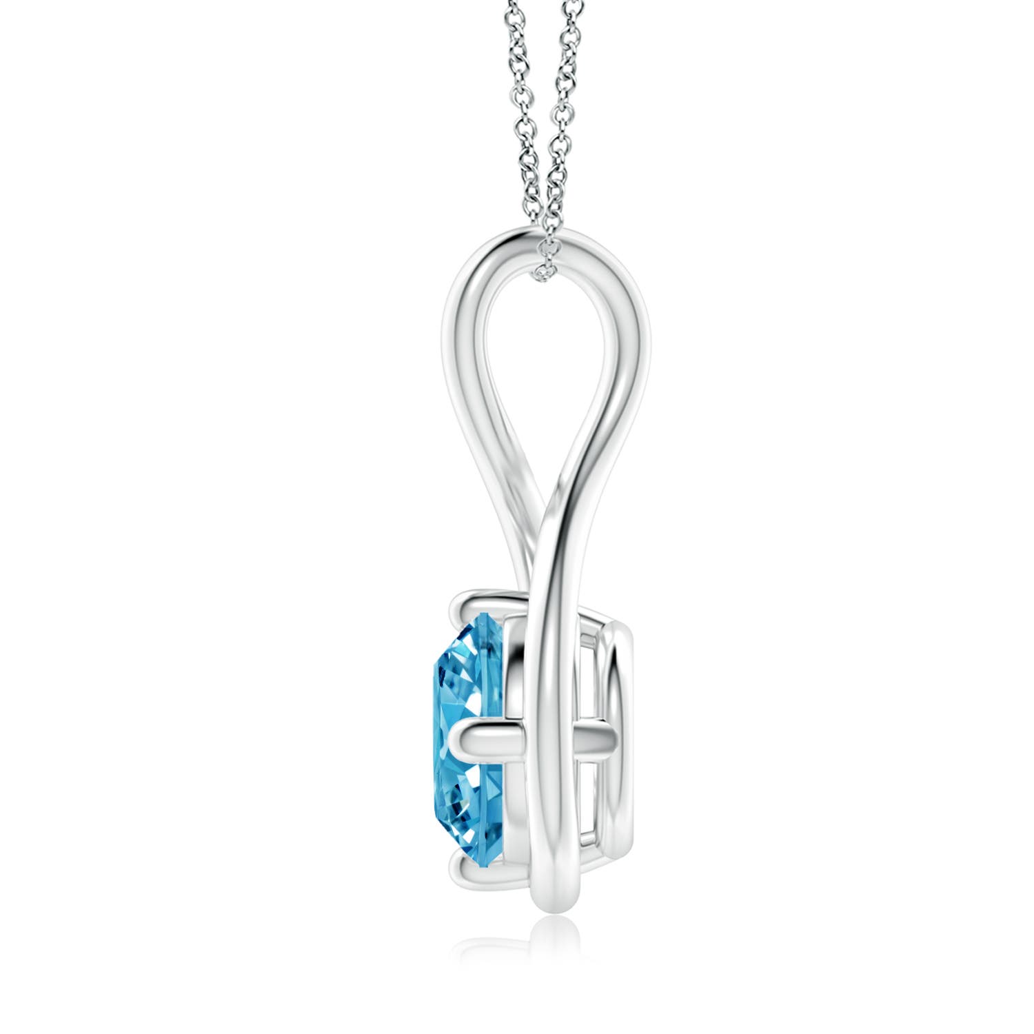 8mm AAAA Solitaire Fancy Intense Blue Diamond Twist Bale Pendant in White Gold
