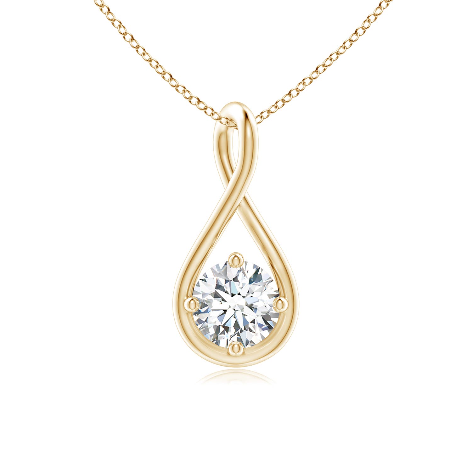4.4mm GVS2 Solitaire Diamond Twist Bale Pendant in 18K Yellow Gold