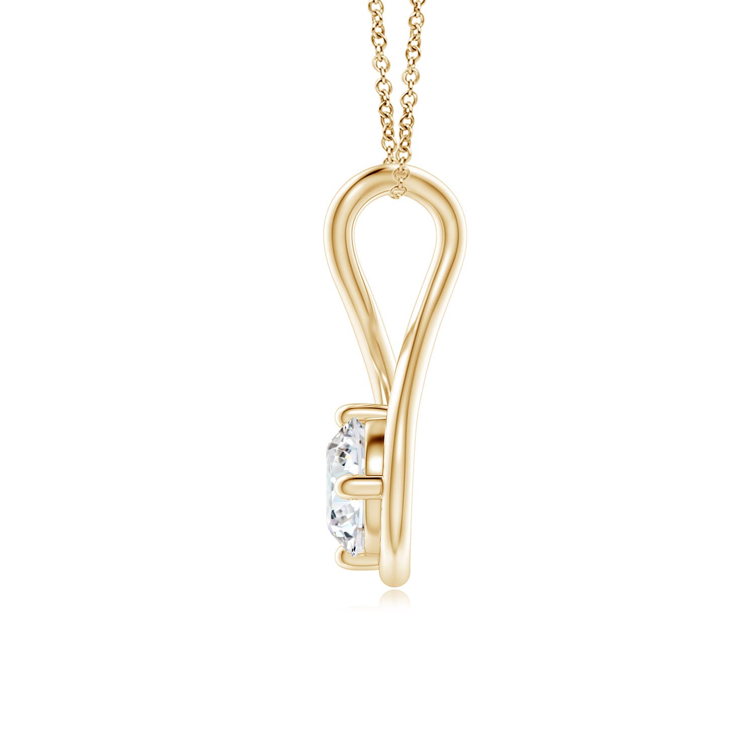 4.4mm GVS2 Solitaire Diamond Twist Bale Pendant in 18K Yellow Gold