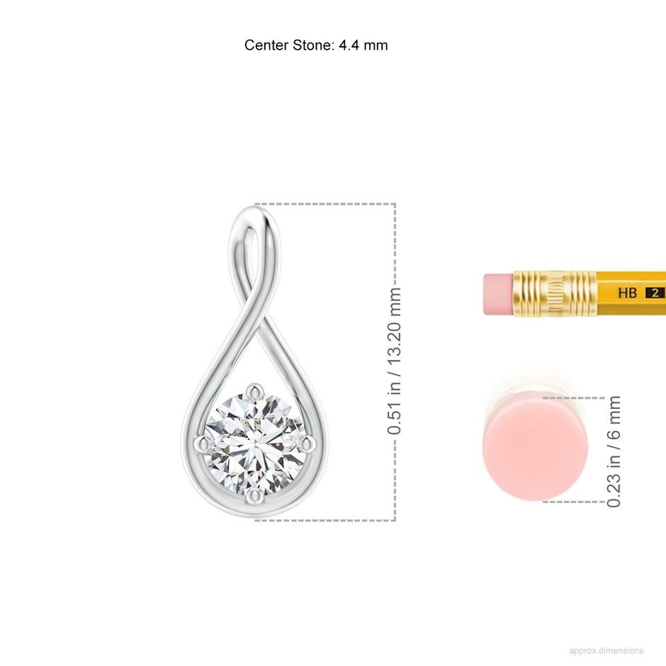 4.4mm HSI2 Solitaire Diamond Twist Bale Pendant in White Gold ruler