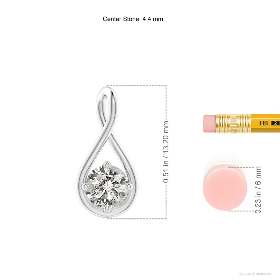 4.4mm KI3 Solitaire Diamond Twist Bale Pendant in White Gold ruler