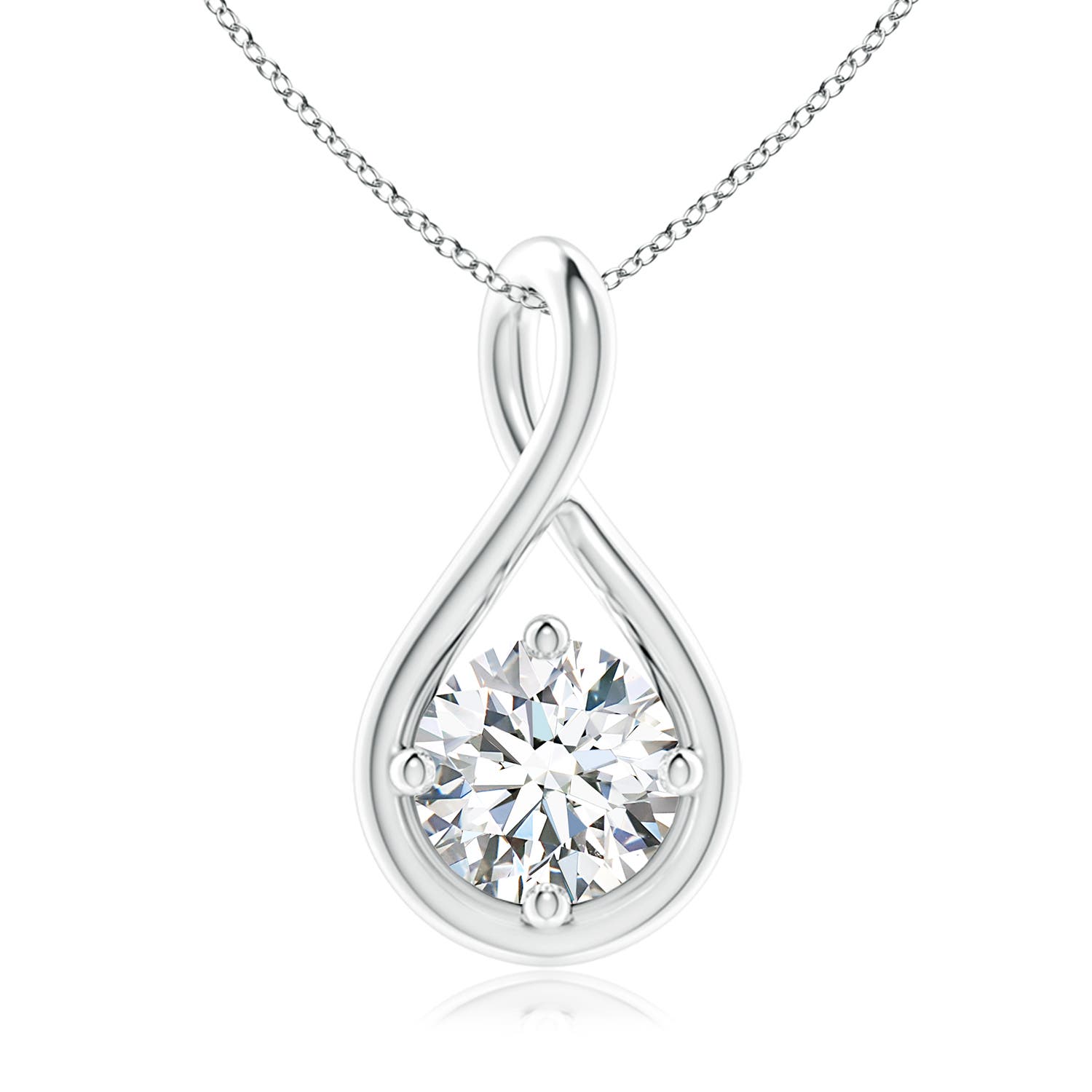 6.4mm GVS2 Solitaire Diamond Twist Bale Pendant in 18CT White Gold